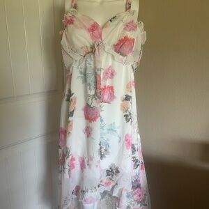 Floral flowy high-low ruffle midi dress